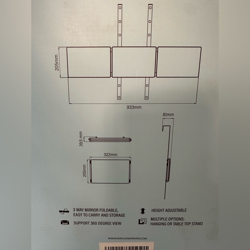 Tri-Fold Vanity Mirror with Magnifying Attachment - Picture 6 of 8